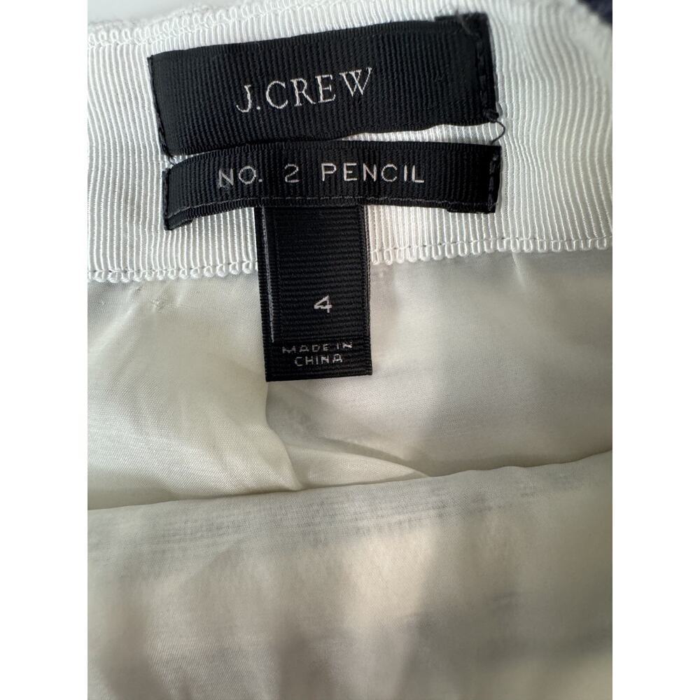 J.Crew No. 2 Pencil Skirt Size 4 Navy White Stripe Linen Cotton Preppy Nautical - Picture 4 of 6